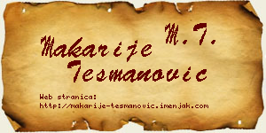 Makarije Tešmanović vizit kartica